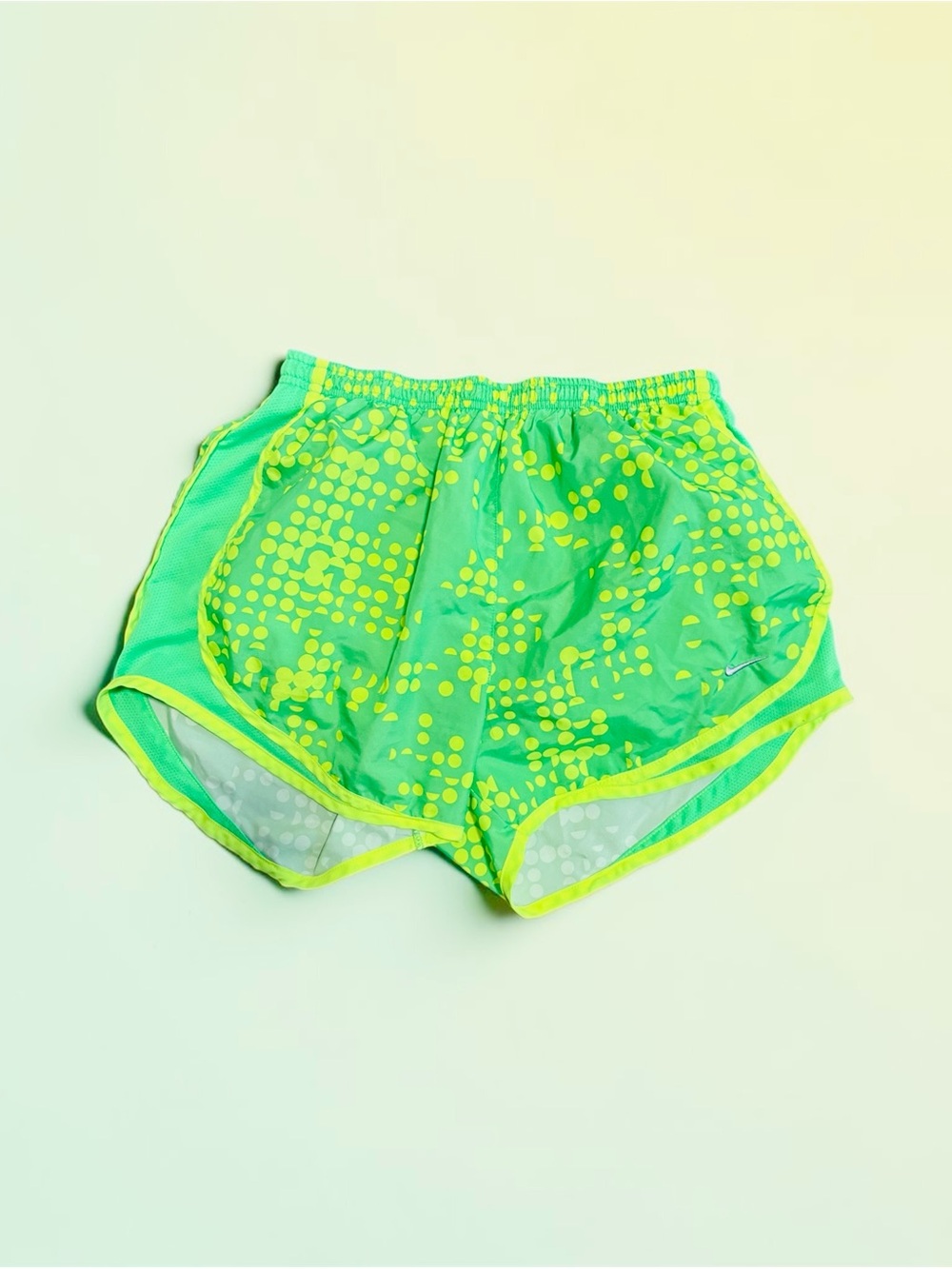 NIKE, Women's Neon Green Dri-FIT Running Shorts, Size Small